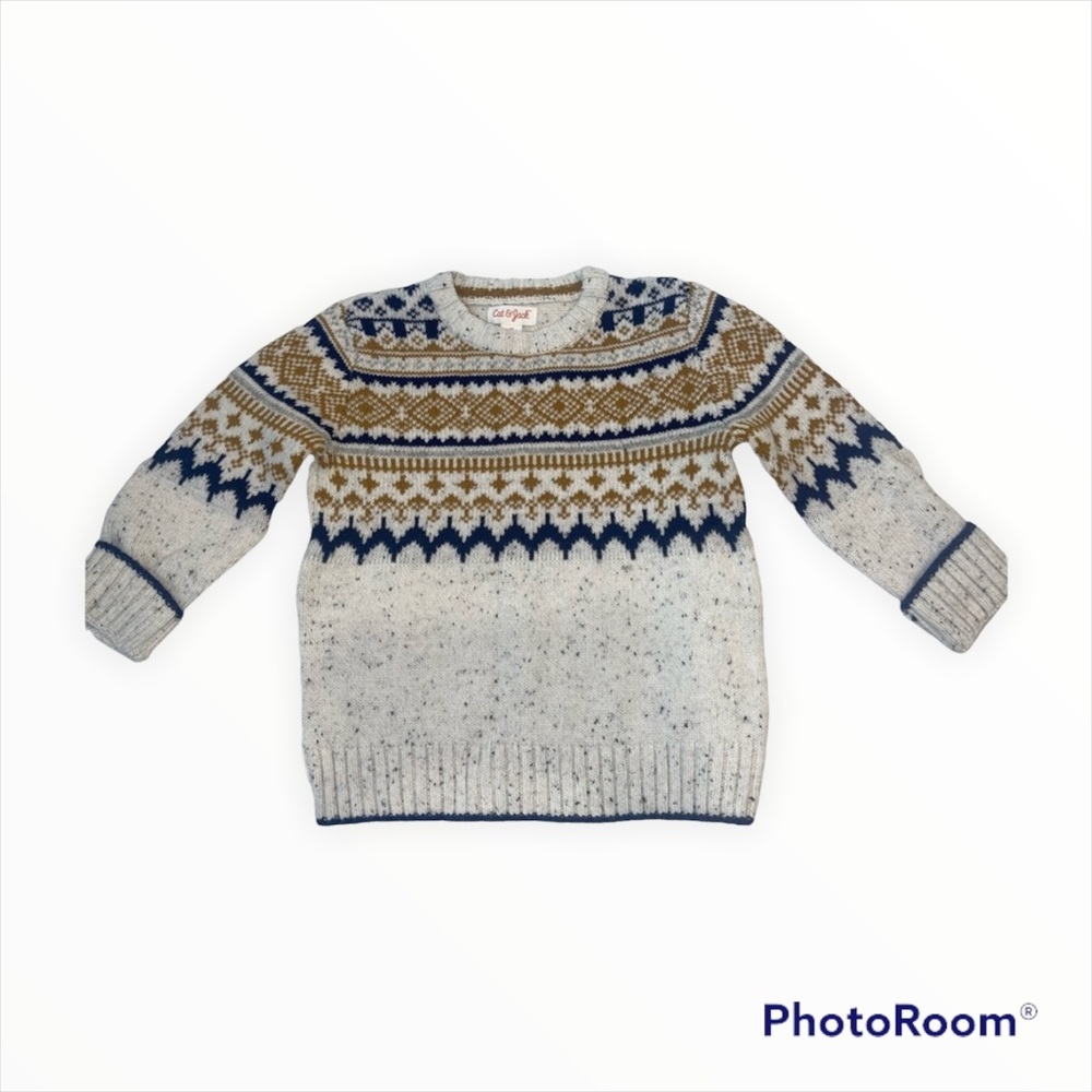 Cat & Jack Kids Toddler Cream Crew Neck Pullover Sweater Size 3T